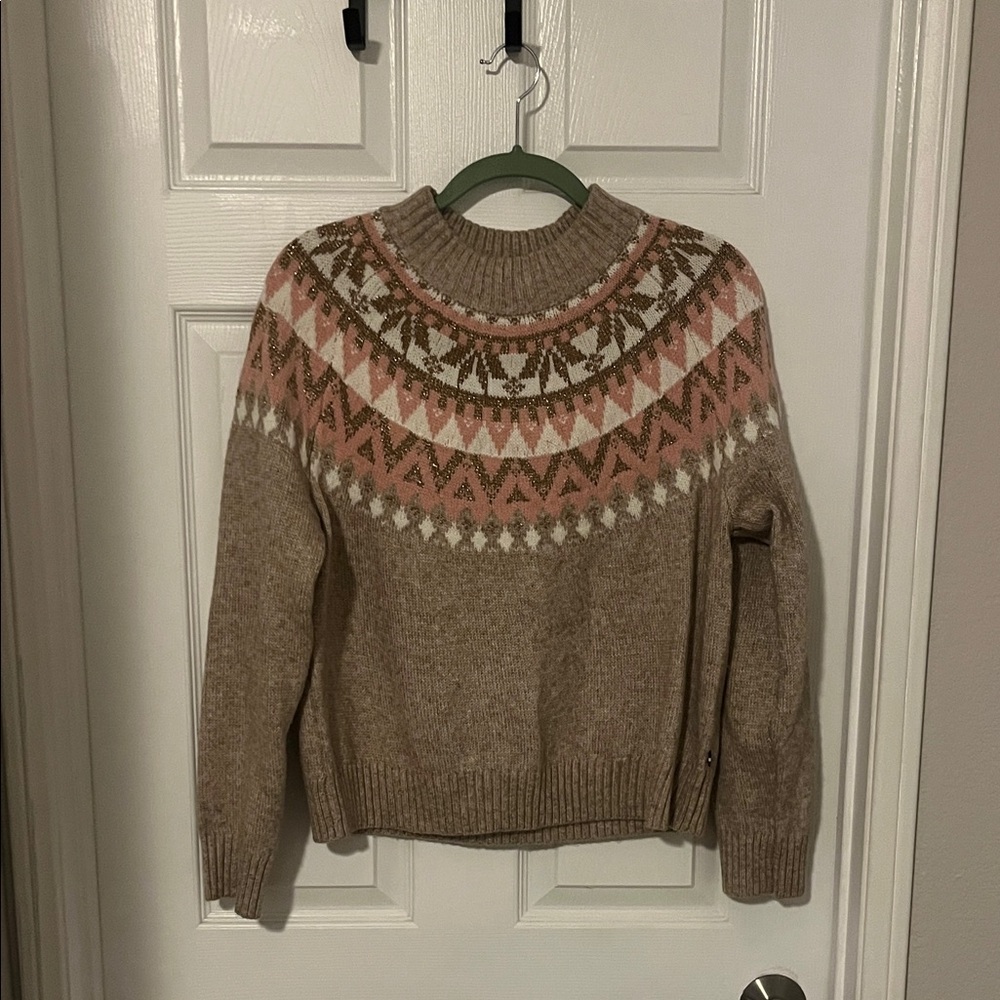 Tommy Hilfiger Tan and Pink Geometric Sweater
